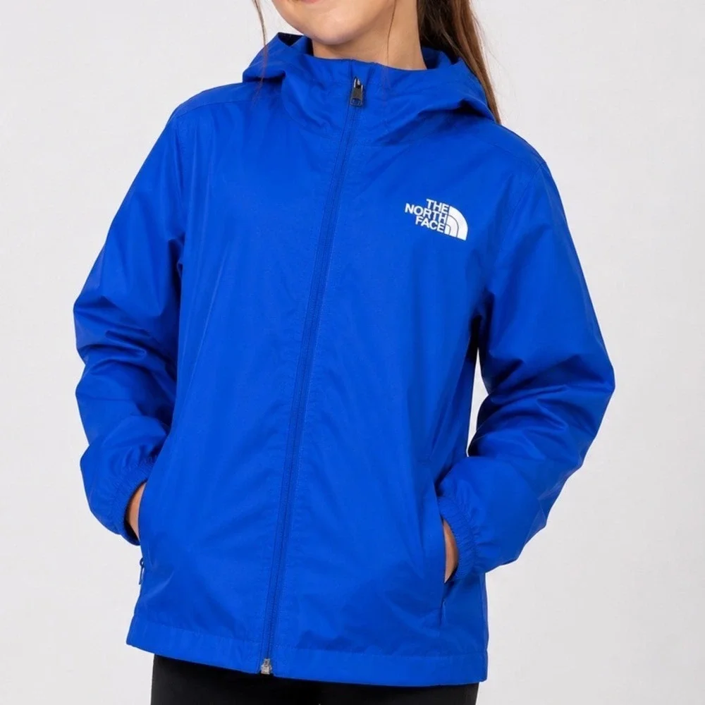The North Face Teen DryVent Rain Jacket Blue Hooded Windbreaker Shell Size L 12
